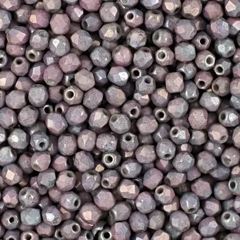 Dětské navlékací korálky Manumi české broušené korálky 3 mm Matte Luster Metallic Amethyst