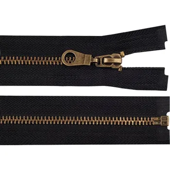 Zip Staromosazný zip šíře 6 mm délka 65 cm (bundový) - 332 černá