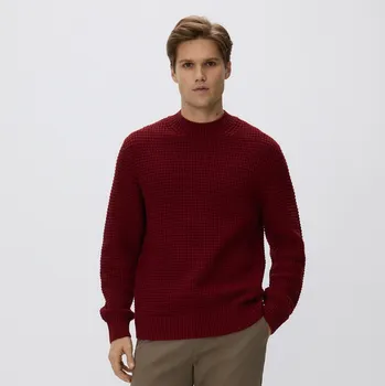 Pánský svetr Reserved - Strukturovaný svetr s vlnou - červená - 100FR-33M - 100FR-33M-XXL