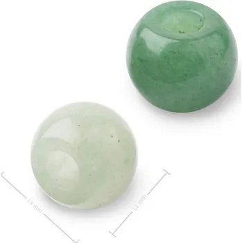 Přívěsek Korálek z minerálu Avanturín s velkým průtahem pro Macramé 14x11 mm