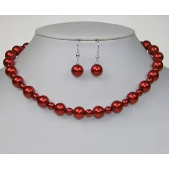 Dětské navlékací korálky Soupravy bižuterie - Korálky a perličky - N4801-0016+4802-0012 - S14 - Červená - stříbro