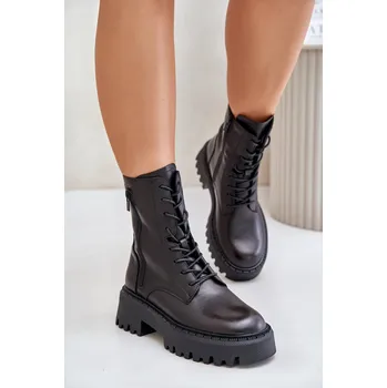 Dámské kozačky BIG STAR SHOES Kožené Zateplené Botky Workerky Dámské Big Star OO274A387 Barva: Černá, Velikost: 39