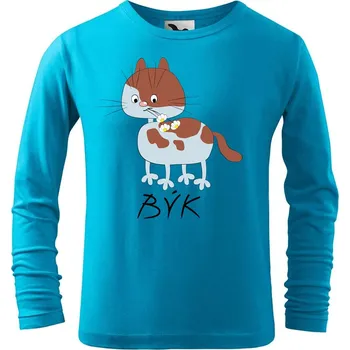 Dětská móda DOBRÝ TRIKO Dětské bavlněné triko Zvěrokruh kočka Lev Velikost: 158/12 let, Barva: Tyrkysová