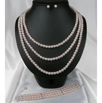 Dětské navlékací korálky Soupravy bižuterie - Korálky a perličky - 5-7201-0008+7202-0007+7203-0008 - MS09 - Růžové perly - stříbro