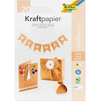 Umělecký papír Sada kraftových papírů 20 listů A4 120g/m² a 230g/m²