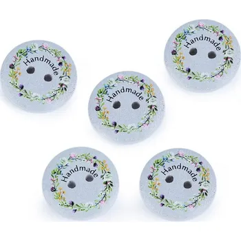 Knoflík Dřevěný dekorační knoflík Handmade 5 kusů - 5 modrá holubí