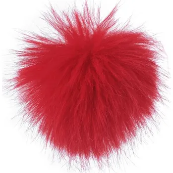 Kožešinová bambule s poutkem Ø8 cm - 5 červená
