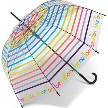 Deštník Benetton 59038 deštník dlouhý automatický Domeshape Transparent Stripes vicebarevná