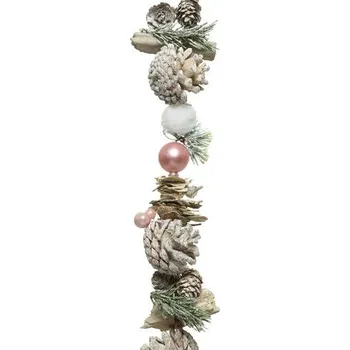 Věnec Vánoční dekorace girlanda růžová, 6x6x140 cm