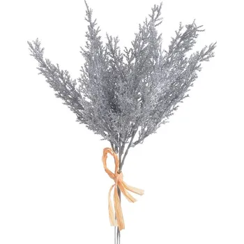 umělá květina Větvička chvojí glitter - stříbrná