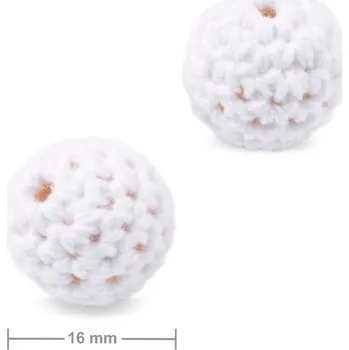 Korálek Háčkované korálky kulaté 16 mm Snow White