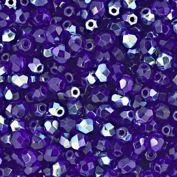 Dětské navlékací korálky Manumi české broušené korálky 4 mm Dark Sapphire AB