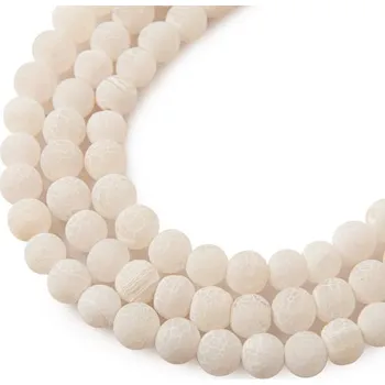 Dětské navlékací korálky Korálky z minerálu Bílý praskaný achát matný 6 mm