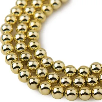 Dětské navlékací korálky Manumi akrylové metalické perle 6 mm v barvě zlata