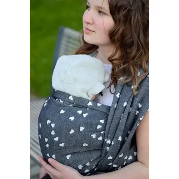 Šátek na nošení dítěte Lenire Anthrazite LOVE - délka 4,2m (vel. 5)