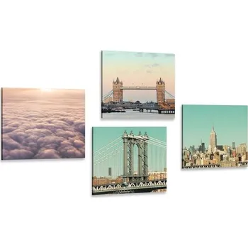 Obraz Dovido Set obrazů míst v jemných barvách