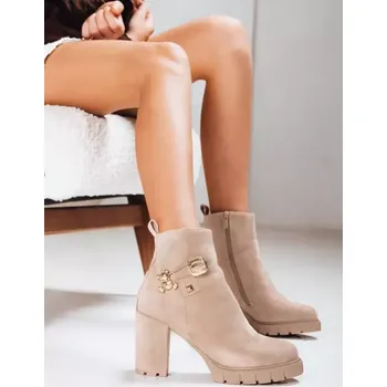 Dámské kozačky Dstreet Dámské boty ZY1265 Béžová 37