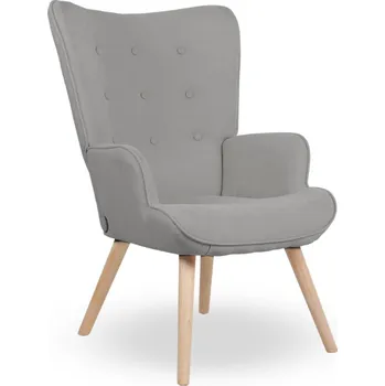 Křeslo Křeslo ušák LUGO — masiv, látka, přírodní / šedá