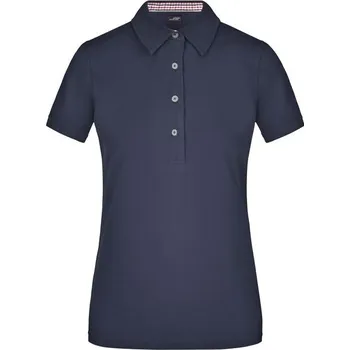 James & Nicholson (Daiber) Elegantní dámská polokošile JN969 - Tmavě modrá / červená / tmavě modrá / bílá | 2XL