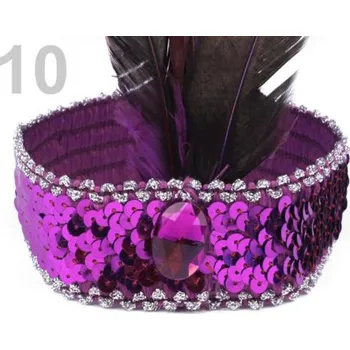 Čelenka Čelenka flitrová s peřím - 10 fialová gerbera AB