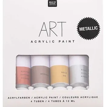 Vodová barva Rico Design Sada akrylových metalických barev 4x12ml