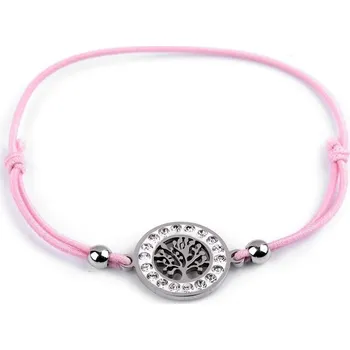 Náramek Náramek pružný strom života z nerezové oceli - 5 růžová sv.