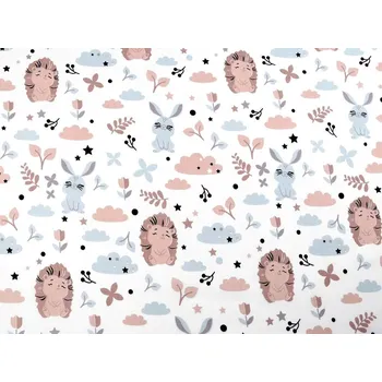 Bavlněná látka zajíc, ježek - 1 (871) béžová