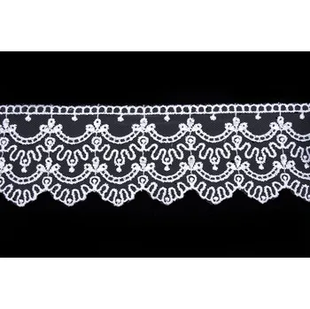 Krajka Krajka šifonová vyšívaná 5233 šíře 6 cm bílá METRÁŽ