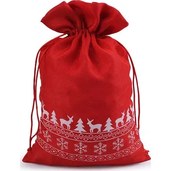 Vánoční dekorace Dárkový vánoční / mikulášský pytlík 20x30 cm - 7 červená