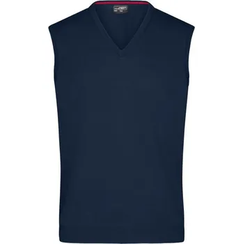 Pánský svetr James & Nicholson (Daiber) Pánský svetr bez rukávů JN657 - Tmavě modrá | XL