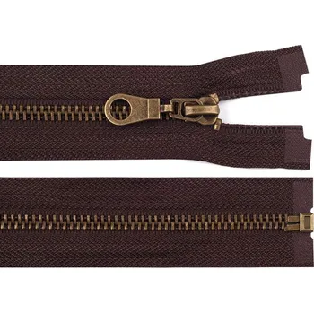 Zip Staromosazný zip šíře 6 mm délka 70 cm (bundový) - 304 hnědá čokoládová