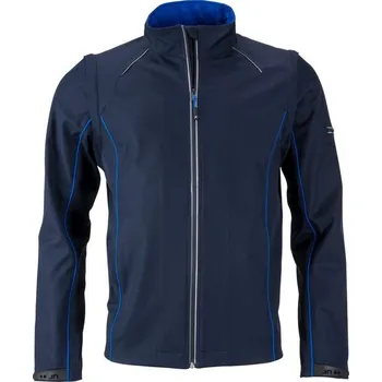 Pánská softshellová bunda James & Nicholson (Daiber) Pánská softshellová bunda 2v1 JN1122 - Tmavě modrá / královská modrá | 2XL