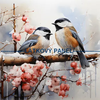 Látkový panel - Sýkorky - PT-39 Velikost: 15x15cm, Materiál: Mikroplyš