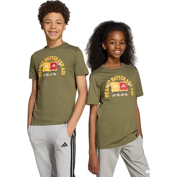 Chlapecké oblečení Dětské bavlněné tričko adidas zelená barva, s potiskem, JV5250 91X, vel. 164