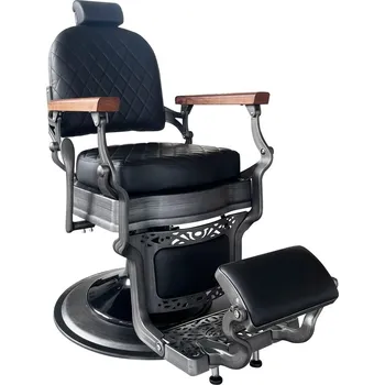 Kadeřnické křeslo Retro barber křeslo CEZANNE GREY - matná černá