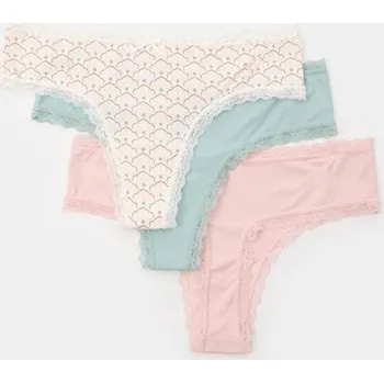 Kalhotky Sinsay - Tanga stringy 3 ks - vícebarevná - 628AP-MLC - 628AP-MLC-XL