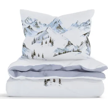 Bytový textil MKLuzkoviny.cz Vánoční prodloužené bavlněné povlečení Renforcé – Hory 140 x 220, 70 x 90 cm zipový uzávěr
