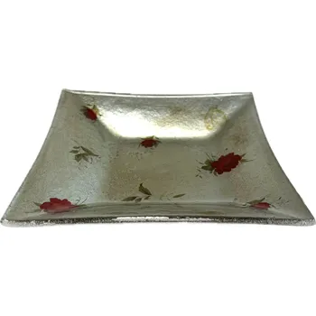 Tácek keramický 15x15 cm stříbrný