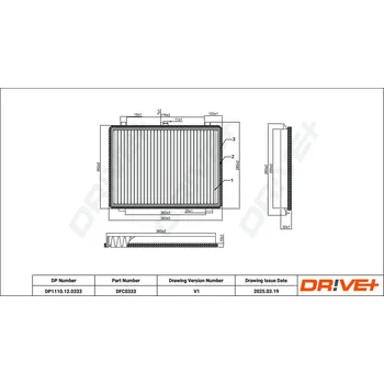 Ventilátor topení a klimatizace Kabinový (pylový) filtr DRIVE+ DP1110.12.0333