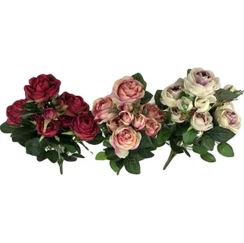 umělá květina Růže trs LUX. X10 - 52 cm mix barev Barva: Bílá