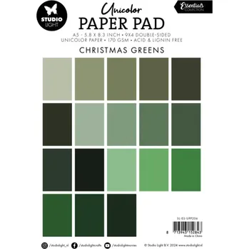 Studio Light Blok barevných papírů Studio Light, A5, 36 l. - vánoční odstíny zelené