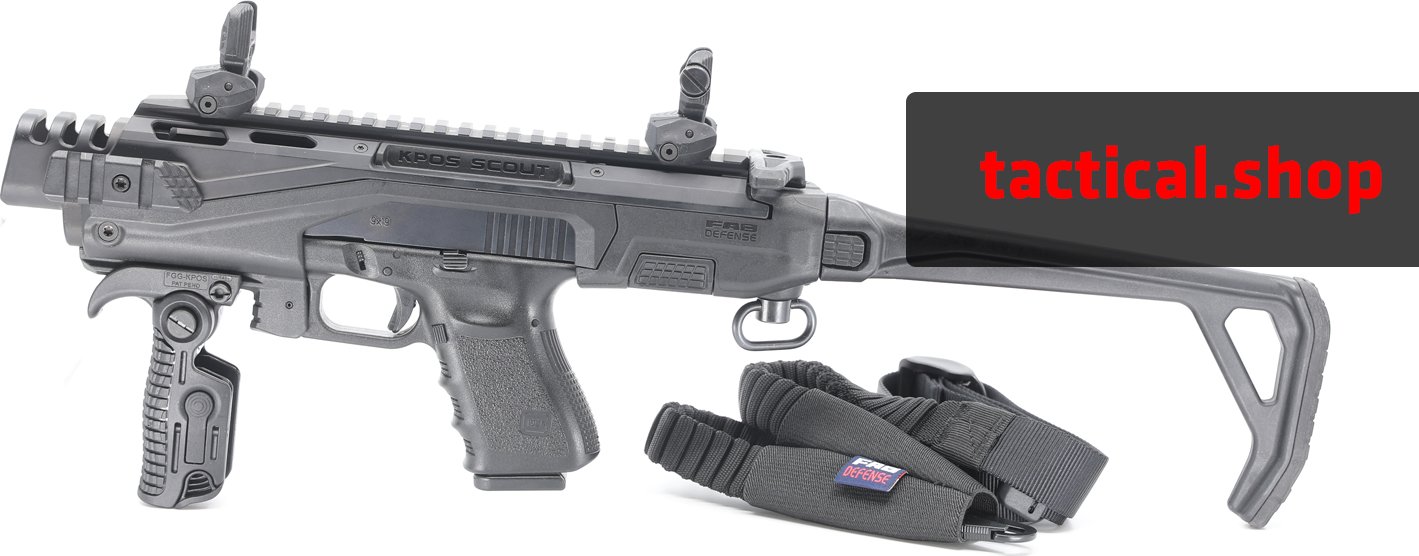 FAB Defense Konverze pro pistole Glock 17, 19 (Gen 3, 4, 5), 19X, 45 (batoh+mířidla) - černá