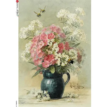 Umělecký papír Rýžový papír na decoupage - A4- Květiny (Flowers) 0320