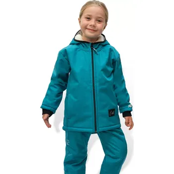 Kojenecká bunda ESITO | Dětská zimní softshellová bunda s beránkem Lamb Petrol - petrolejová / 86