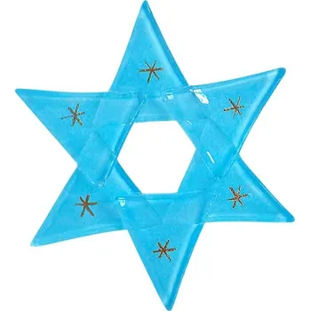 Vánoční ozdoba Vánoční skleněná ozdoba hvězda pastelově modrá