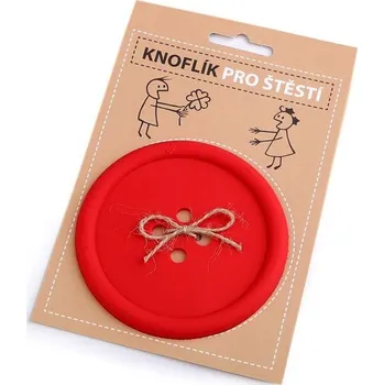 Knoflík Knoflík pro štěstí / podtácek - 15 červená česky