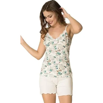 Dámské pyžamo Dámské pyžamo 11035 Iveta bílé s květy - M