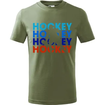 Dětská móda DOBRÝ TRIKO Dětské tričko Hockey retro Velikost: 110 /4 roky, Barva: Khaki