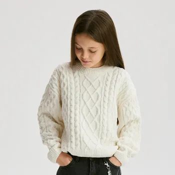 Dívčí svetr Reserved - Strukturovaný svetr - krémová - 823FH-01X - 823FH-01X-128