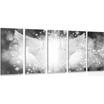 Obraz Dovido 5-dílný obraz černobílé křídla s abstraktními prvky